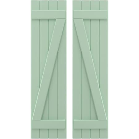 Americraft 4-Board (2 Batten) Wood Joined Board-n-Batten Shutters W/ Z-Bar, ARW102BB414X44SGH